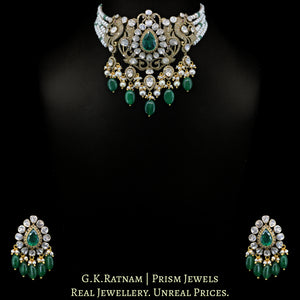 14k Gold and Diamond Polki Open Setting victorian-finish Choker Necklace Set