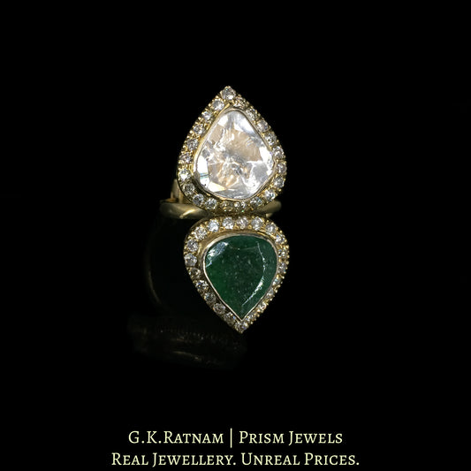 14k Gold and Diamond Polki victorian-finish Cocktail Ring - G. K. Ratnam