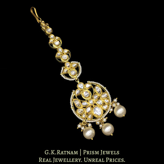 18k Gold and Diamond Polki Maang Tika with elaborate attachments