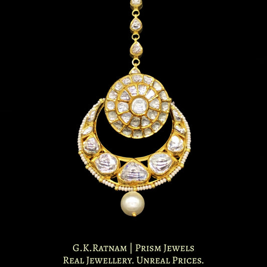 18k Gold and Diamond Polki Borla cum Maang Tika