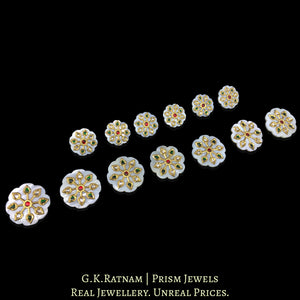 23k Gold and Diamond Polki Sherwani Buttons with inlay on MOP (Mother of Pearl)