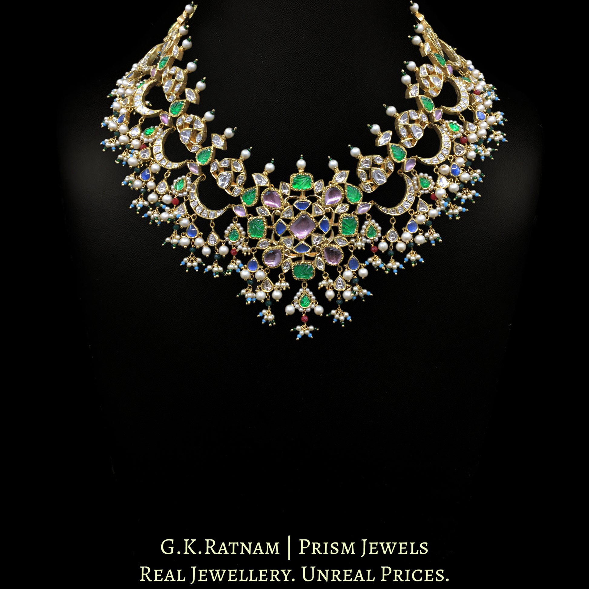 18k Gold and Diamond Polki Necklace Set - G. K. Ratnam