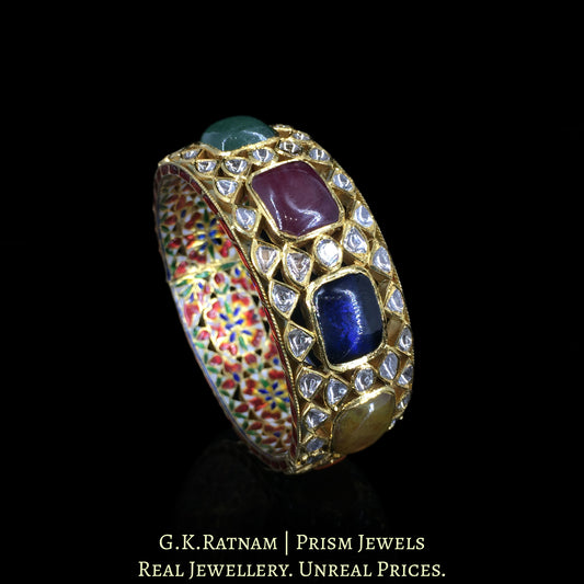 18k Gold and Diamond Polki Navratna Bangle - G. K. Ratnam