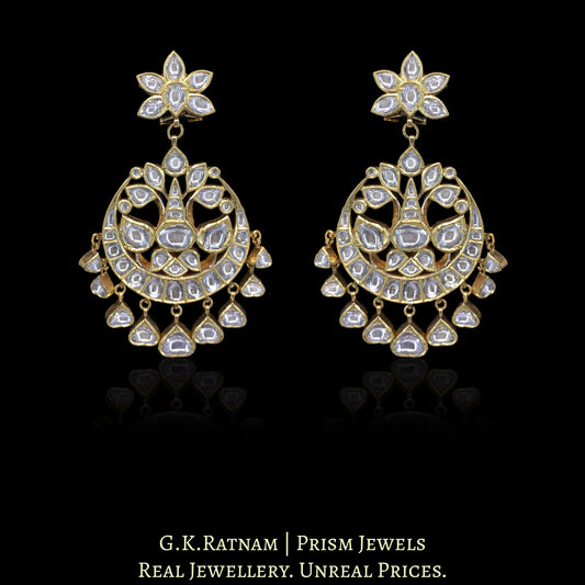 18k Gold and Diamond Polki Long Earring Pair
