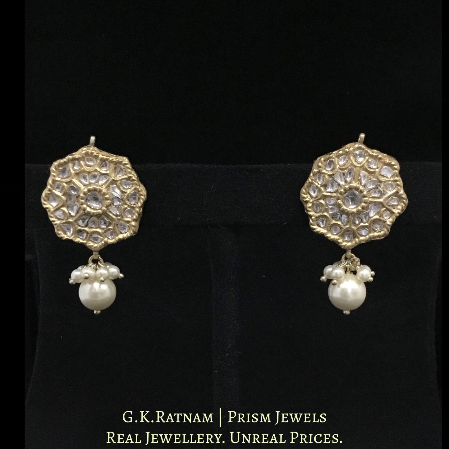 23k Gold and Diamond Polki all-uncut floral Pendant Set with Patrihaar / Ranihaar