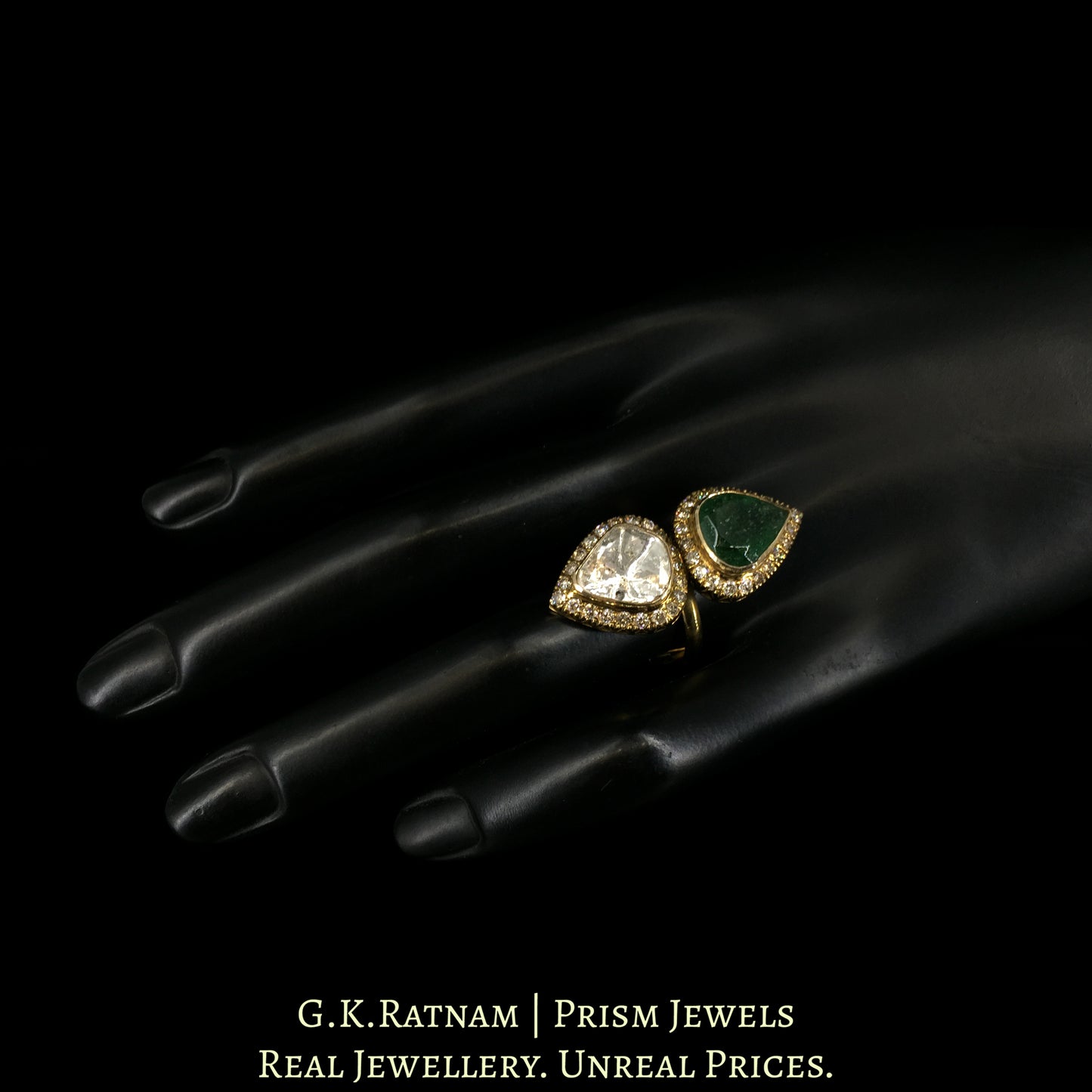 14k Gold and Diamond Polki victorian-finish Cocktail Ring - G. K. Ratnam