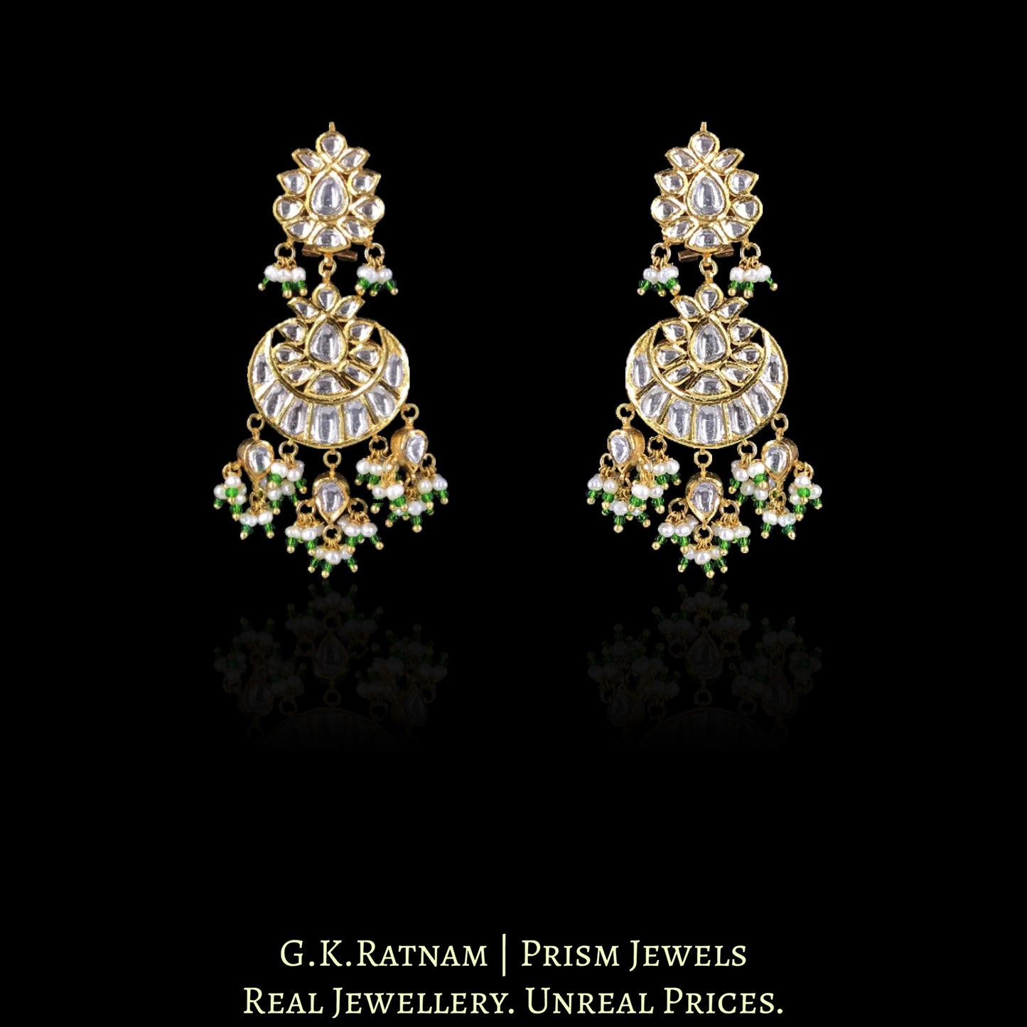 18k Gold and Diamond Polki Choker Necklace Set With Fishes
