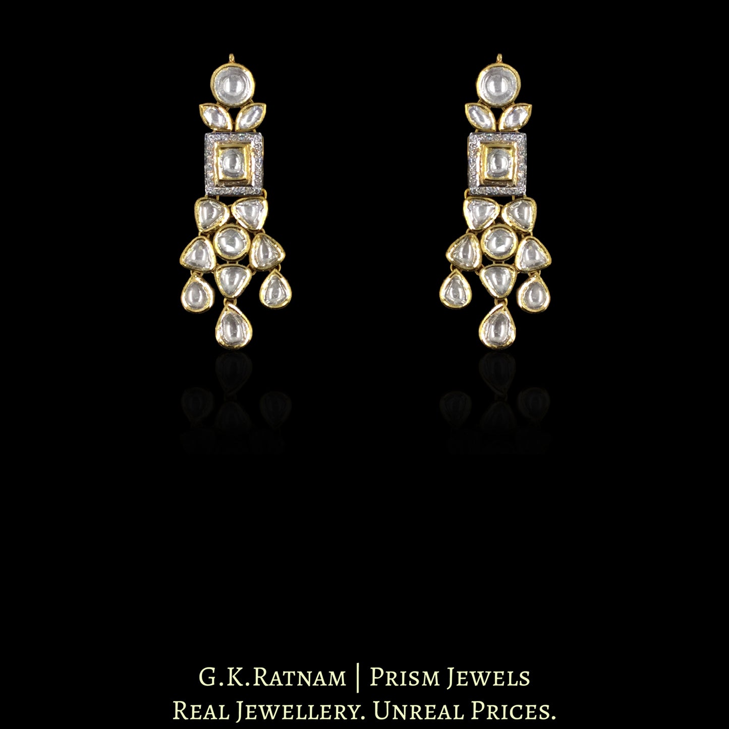 14k Gold and Diamond Polki Fusion Necklace Set With Maang Tika and Ring