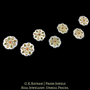 23k Gold and Diamond Polki Sherwani Buttons with inlay on MOP (Mother of Pearl)