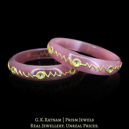 23k Gold and Diamond Polki Bangle Pair