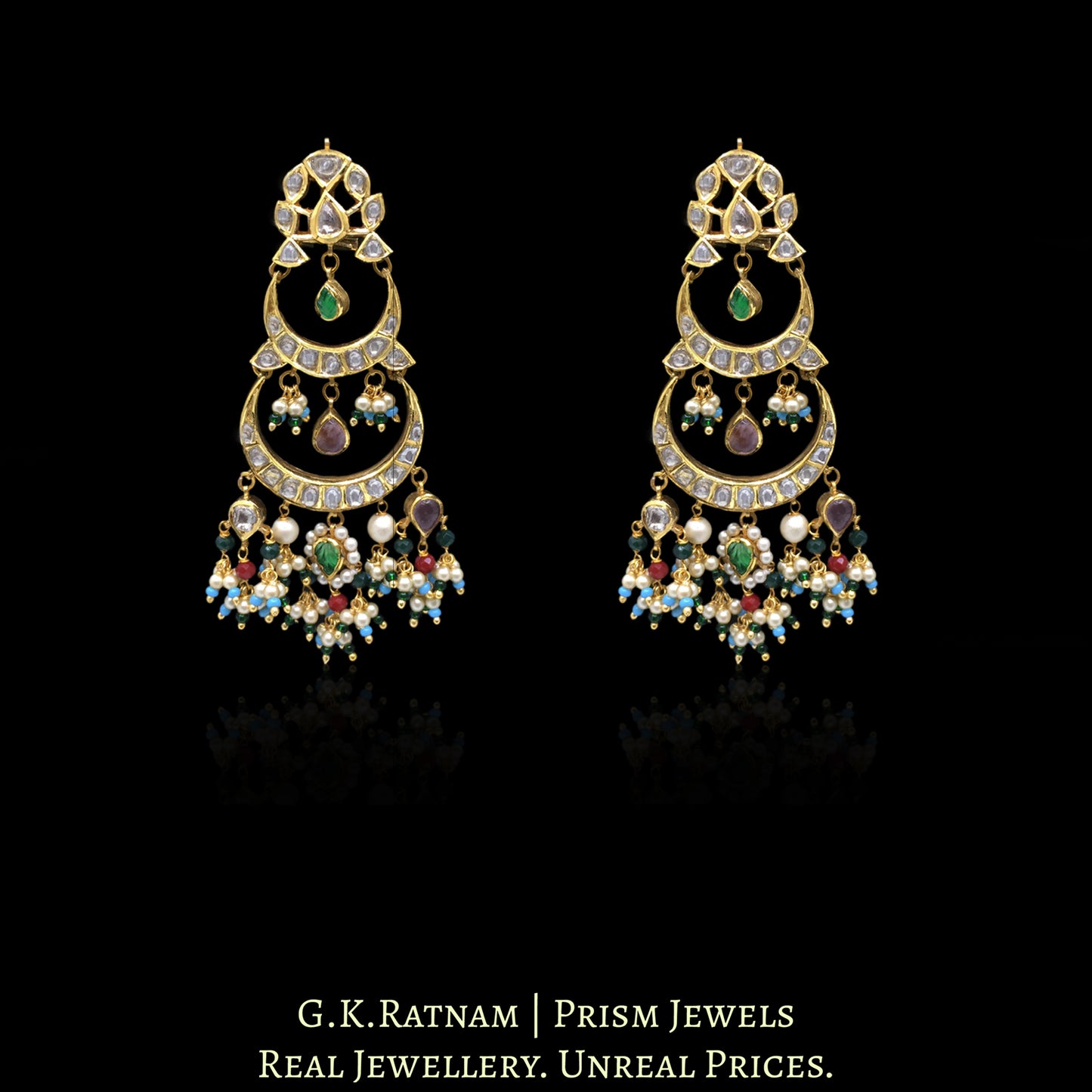 18k Gold and Diamond Polki Necklace Set - G. K. Ratnam