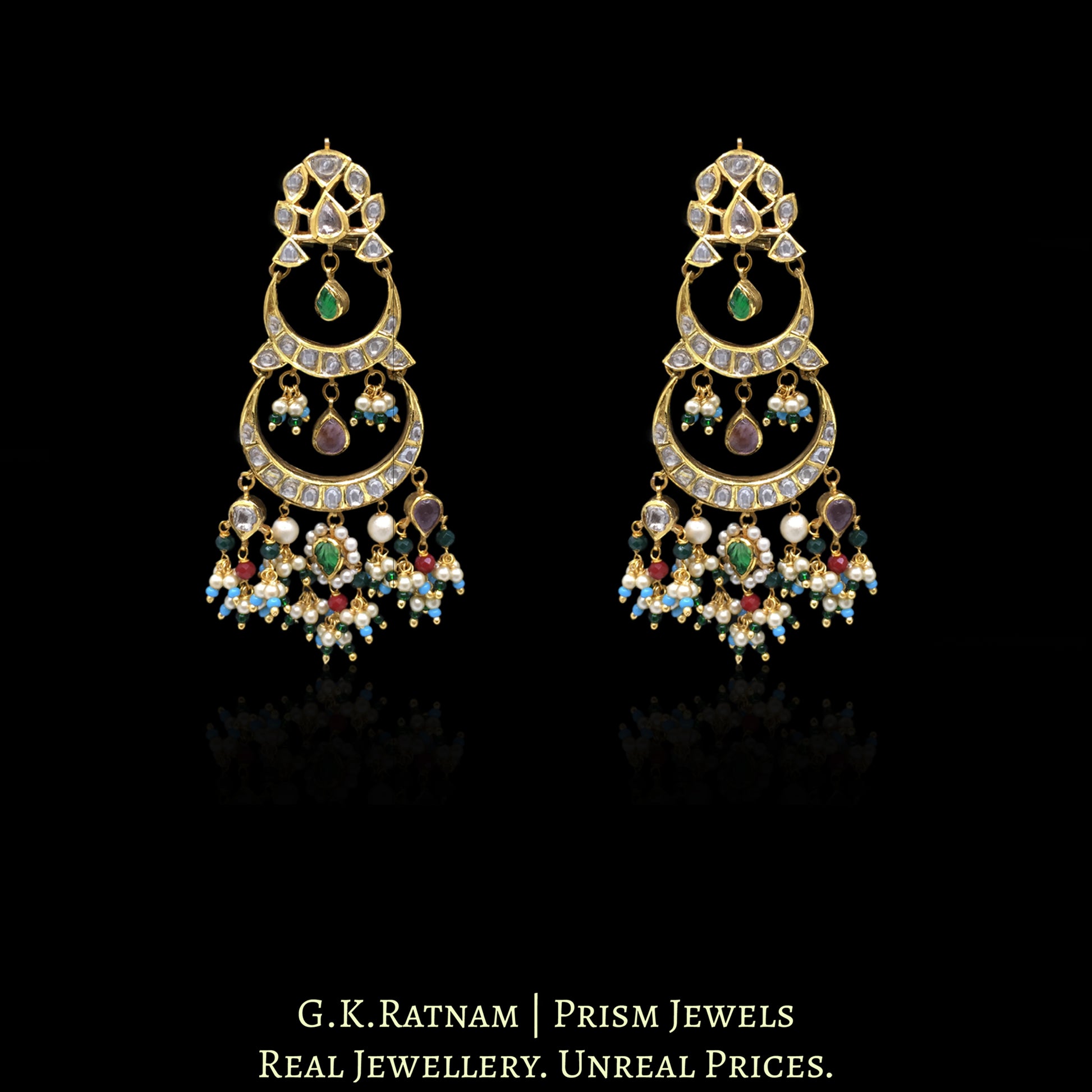 18k Gold and Diamond Polki Necklace Set - G. K. Ratnam