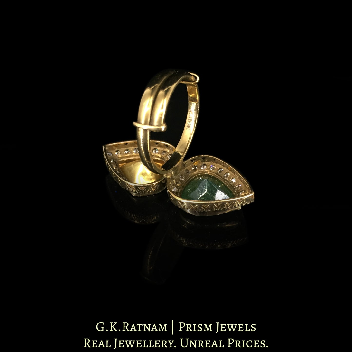 14k Gold and Diamond Polki victorian-finish Cocktail Ring - G. K. Ratnam