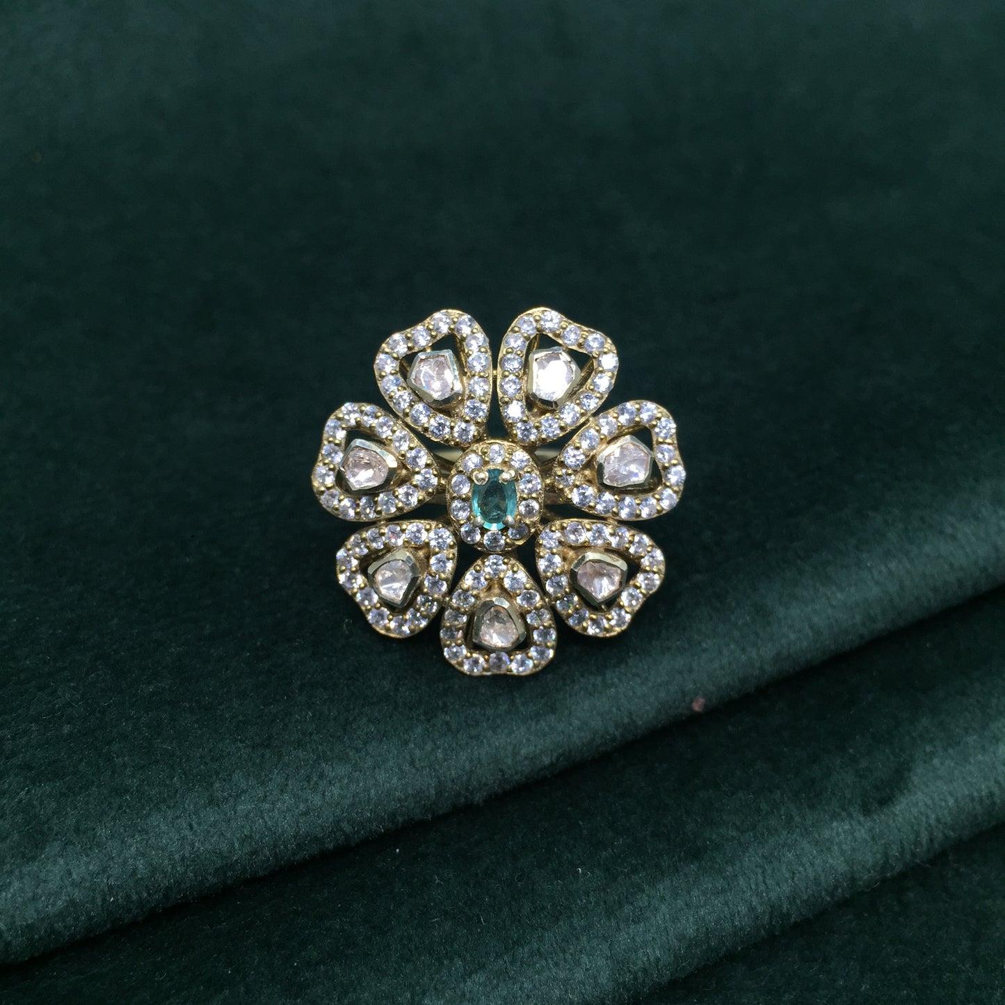 925 Silver victorian-finish floral Ring