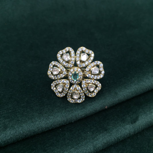 925 Silver victorian-finish floral Ring