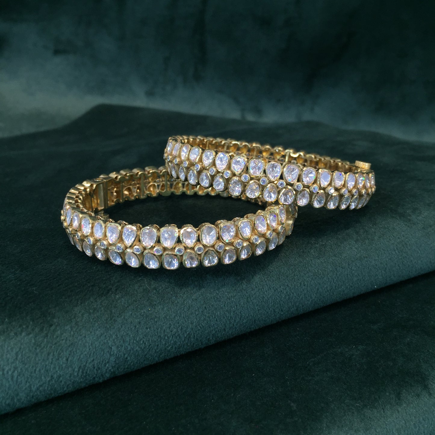 925 Silver all-white Bangle Pair