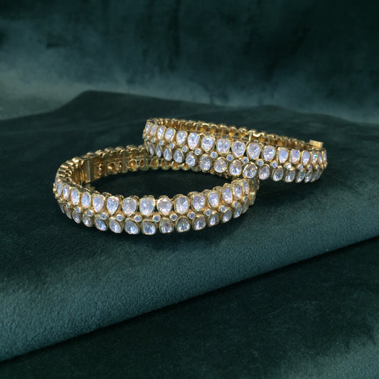 925 Silver all-white Bangle Pair