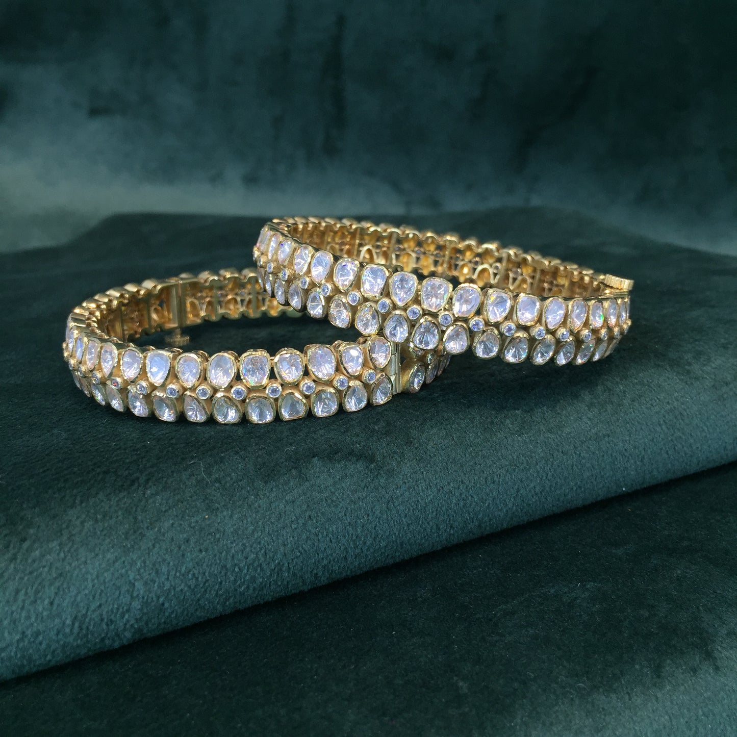 925 Silver all-white Bangle Pair