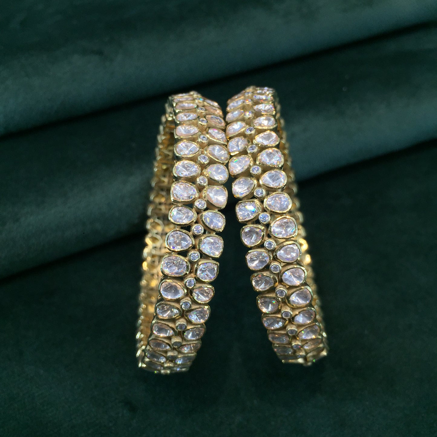 925 Silver all-white Bangle Pair