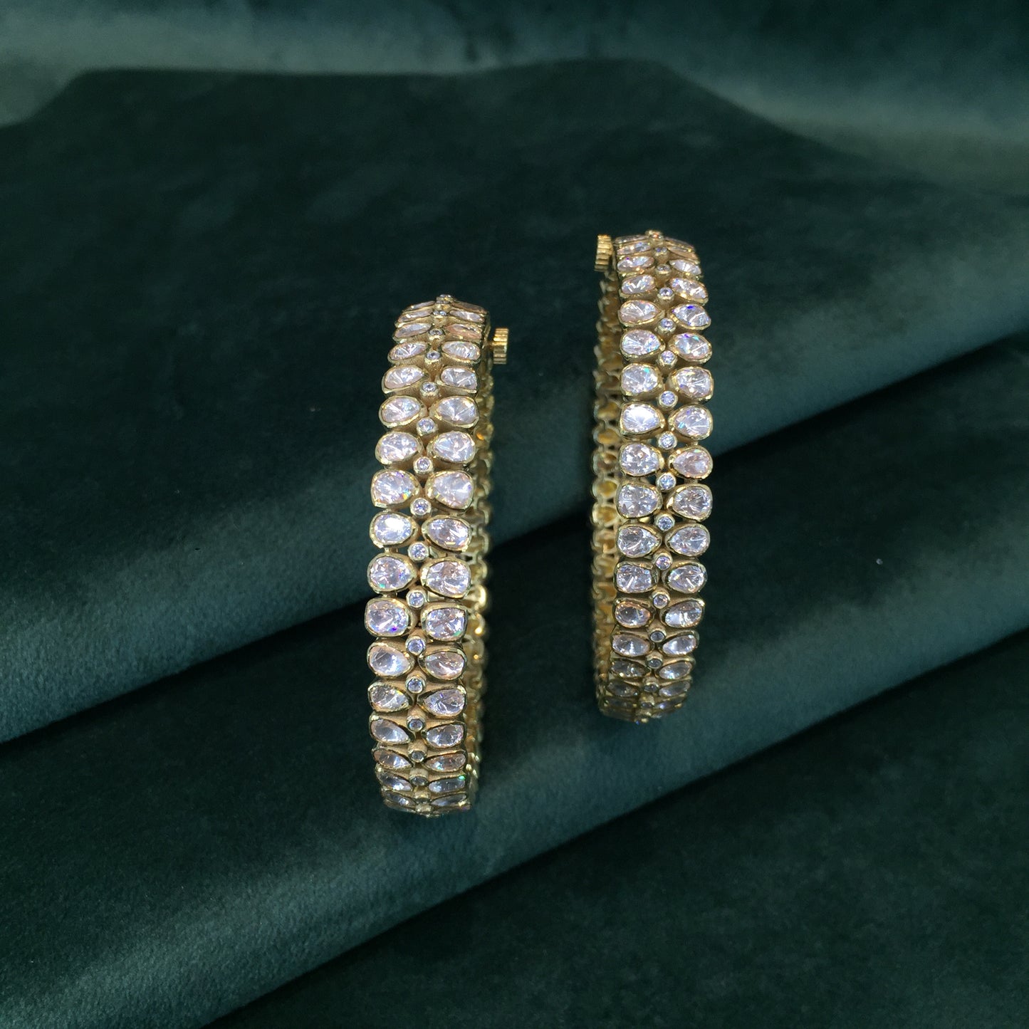 925 Silver all-white Bangle Pair