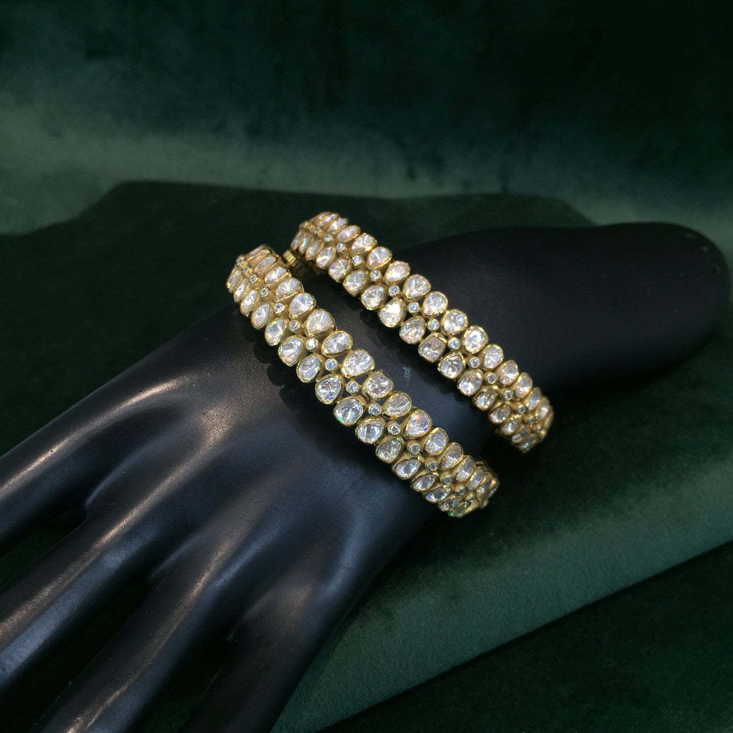 925 Silver all-white Bangle Pair