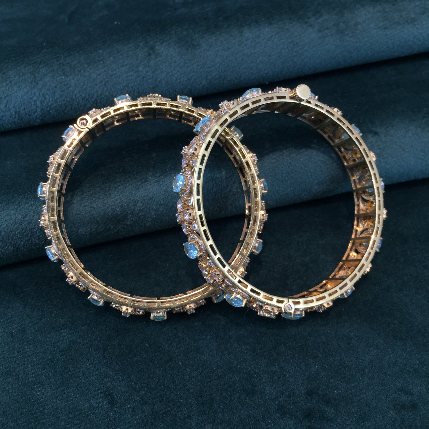 925 Silver Bangle Pair with Lab Grown Russian Emeralds