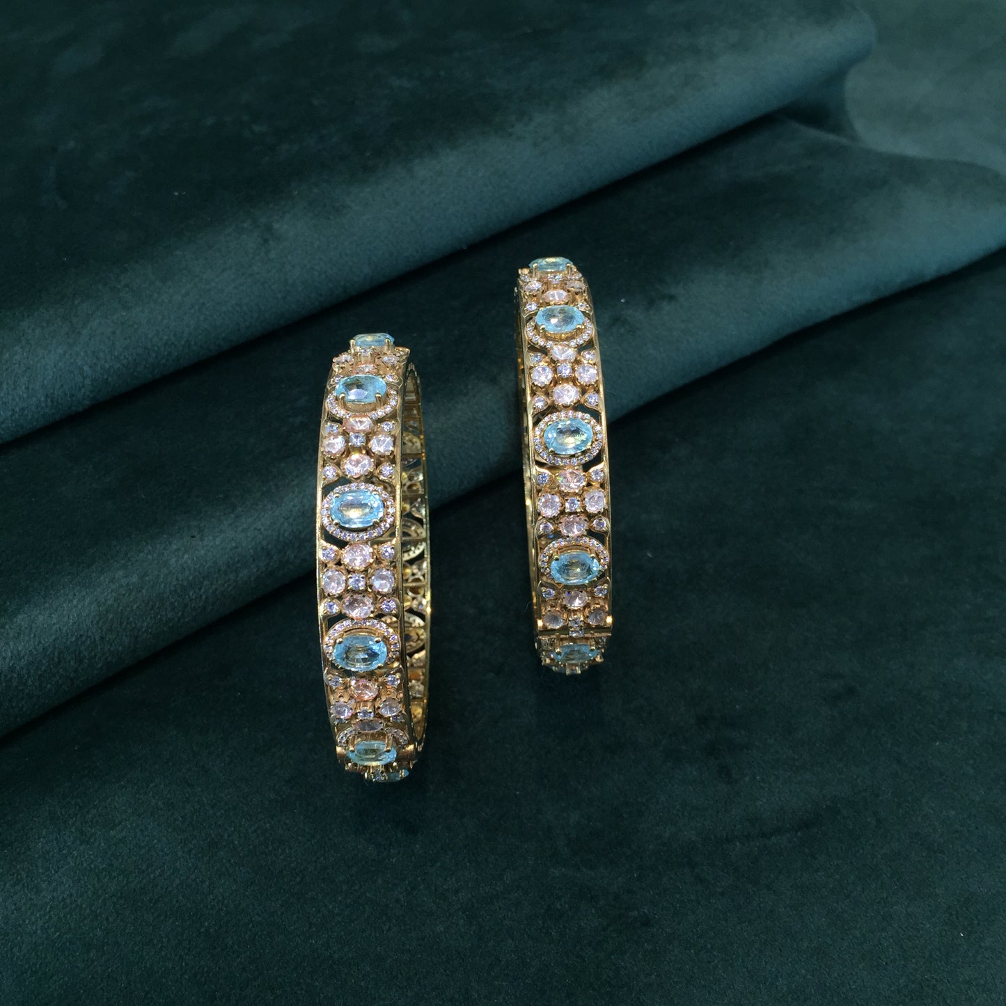 925 Silver Bangle Pair with Lab Grown Russian Emeralds