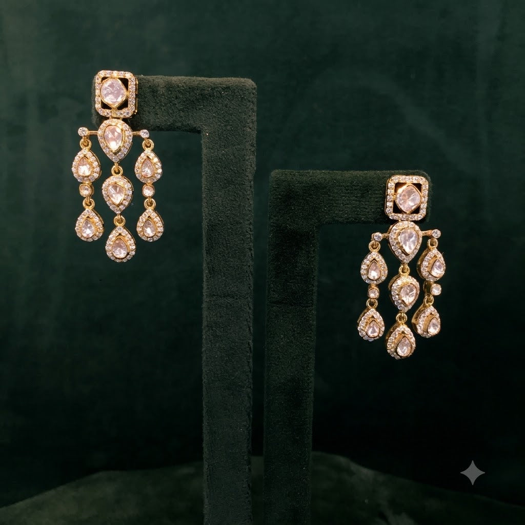 925 Silver Long Earring Pair