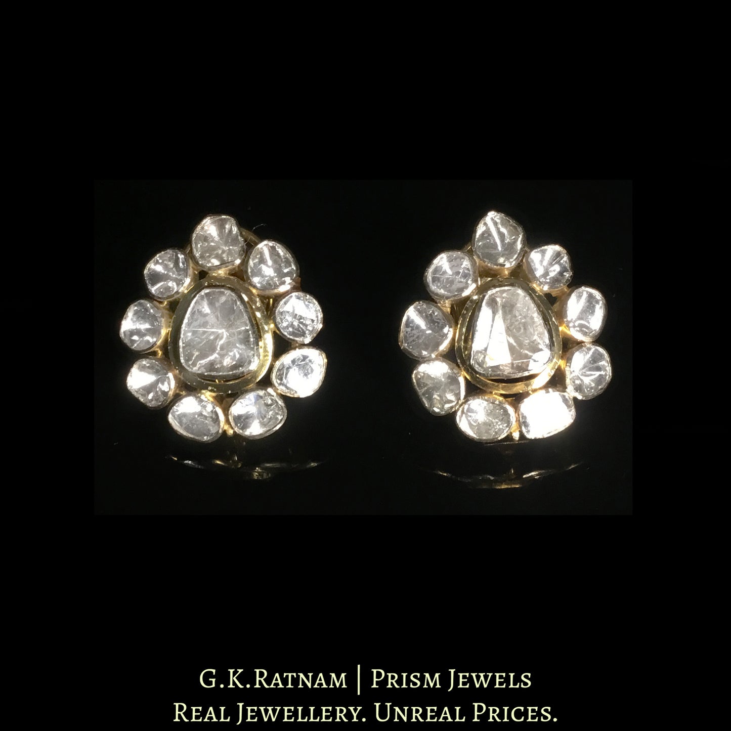 18k Gold and Diamond Polki Open Setting Pendant Set with Natural Russian Emeralds