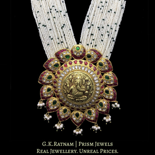 18k Gold and Diamond Polki south-style Ganesha Pendant with Chid Bunches - G. K. Ratnam