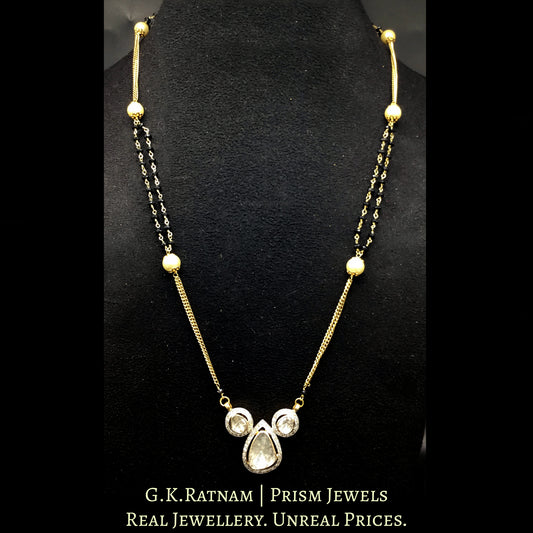 14k Gold and Diamond Polki Open Setting Mangalsutra Pendant with god-plated Chain - G. K. Ratnam
