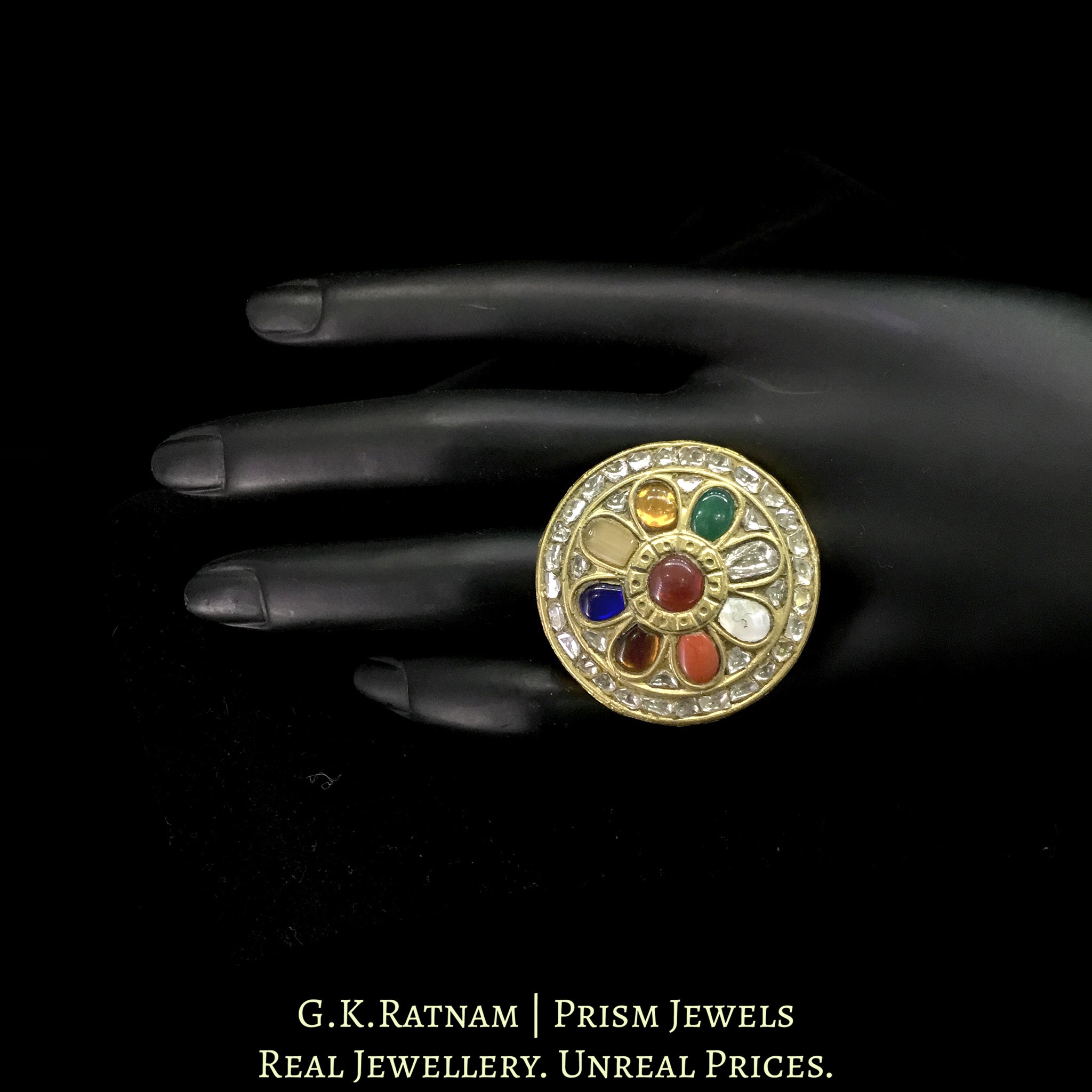 Men Navratna Gold Finger Ring (AFR77)