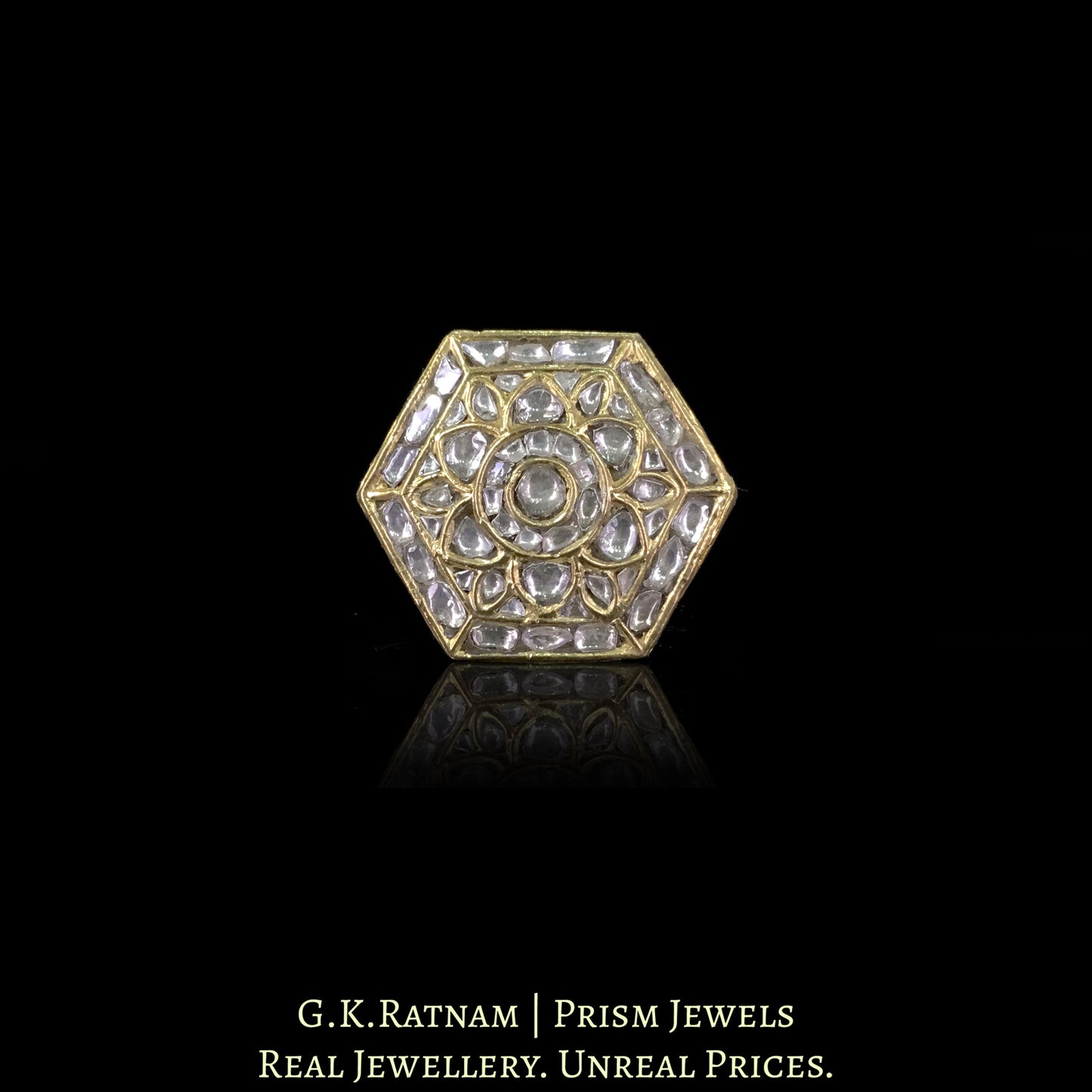 23k Gold and Diamond Polki Octagonal Ring