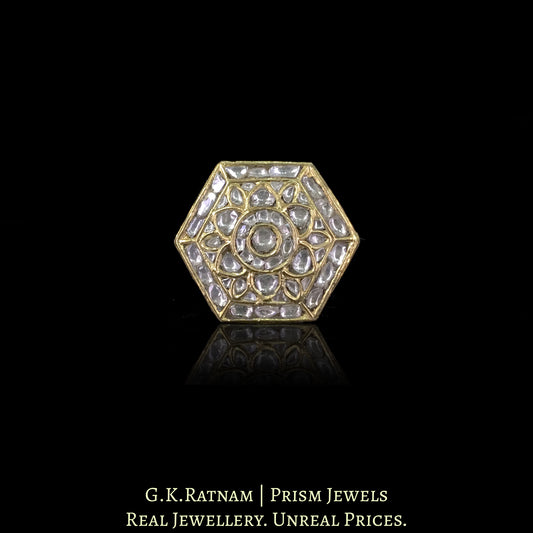 23k Gold and Diamond Polki Octagonal Ring