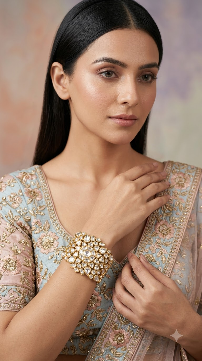 18K Gold And Diamond Polki Bracelet