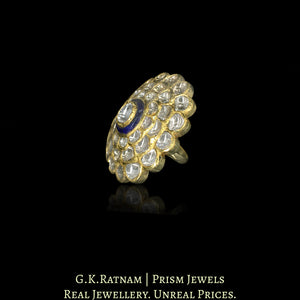 18k Gold and Diamond Polki Cocktail Ring with a hint of blue