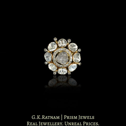 18k Gold and Diamond Polki Open Setting Ring