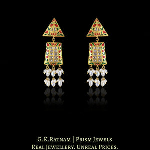 23k Gold and Diamond Polki Necklace Set with vibrant Meenakari