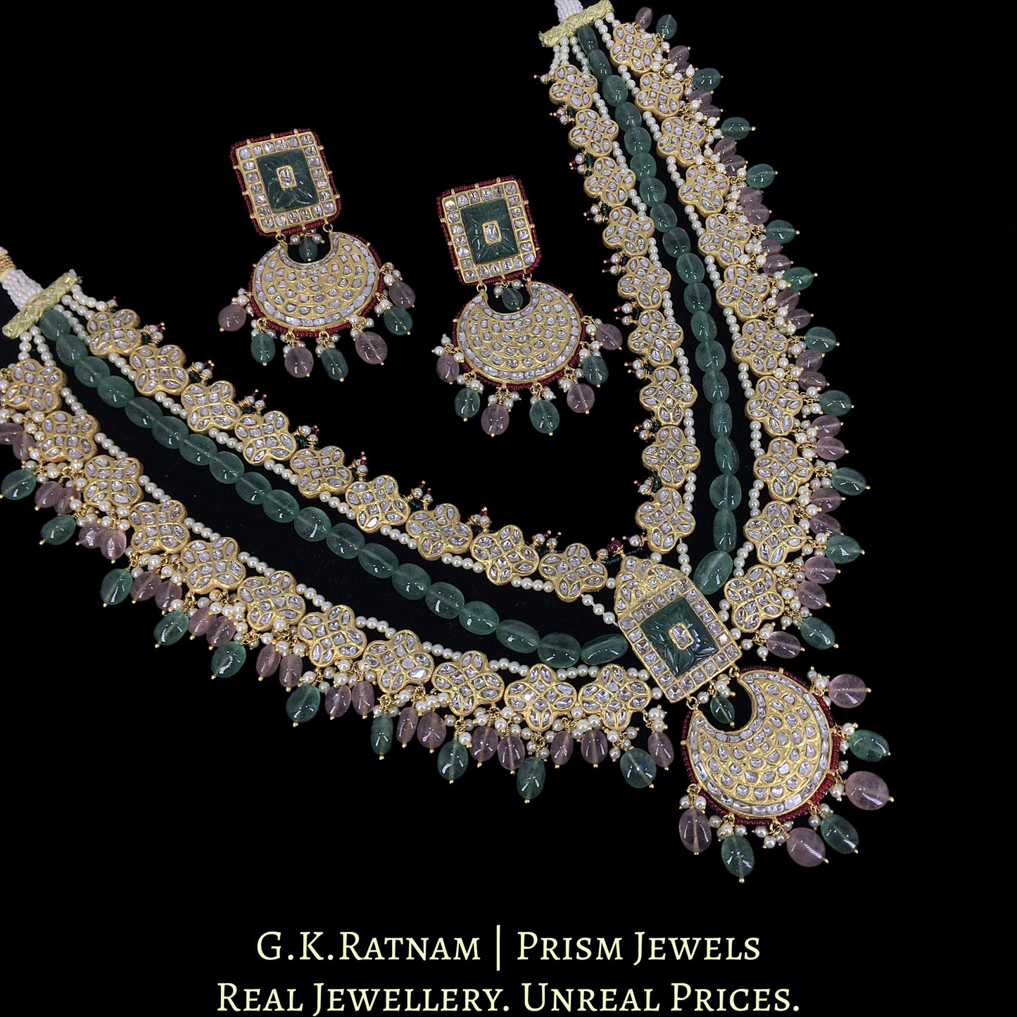 23k Gold and Diamond Polki Long Necklace Set