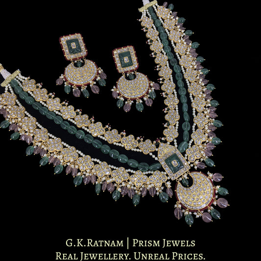 23k Gold and Diamond Polki Long Necklace Set