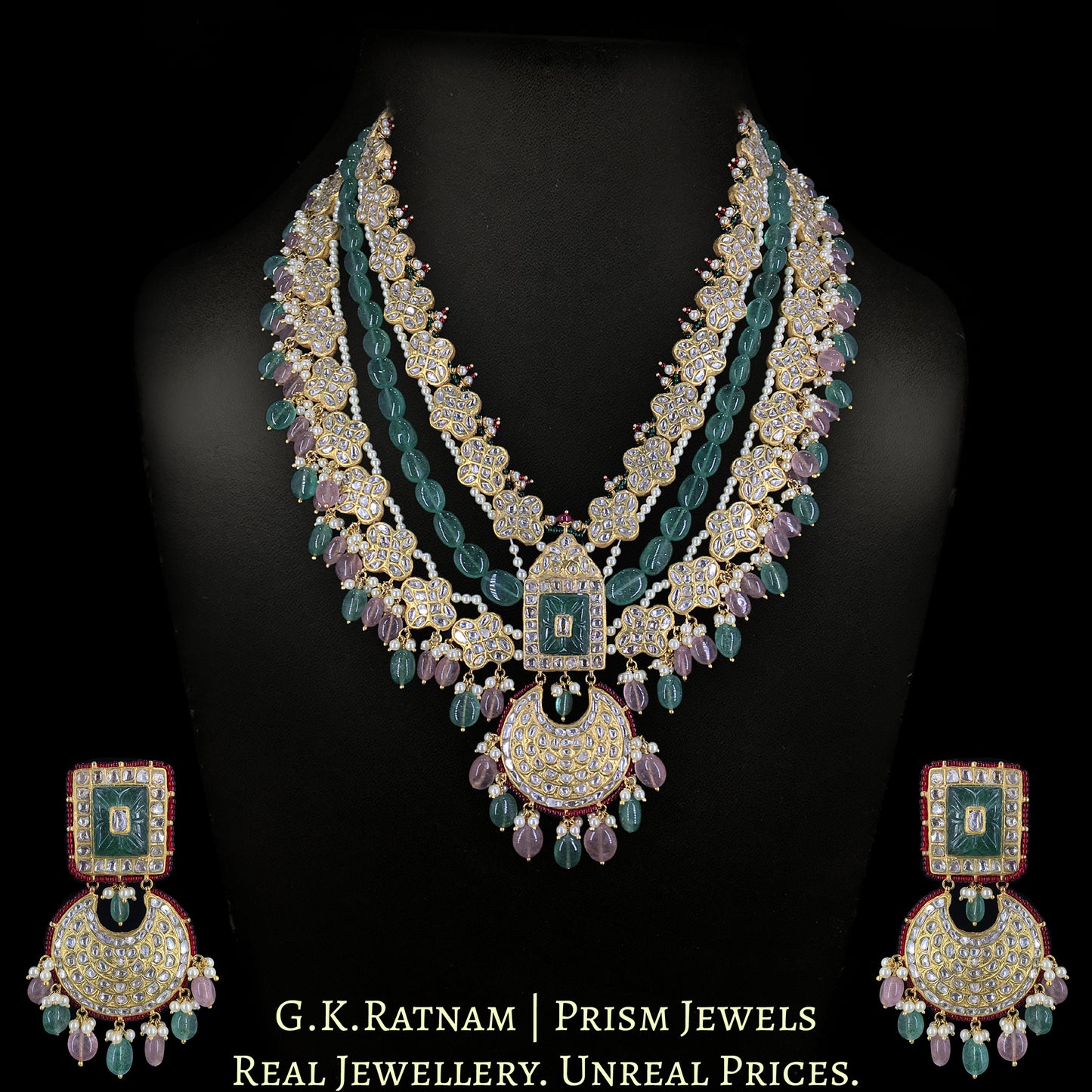 23k Gold and Diamond Polki Long Necklace Set