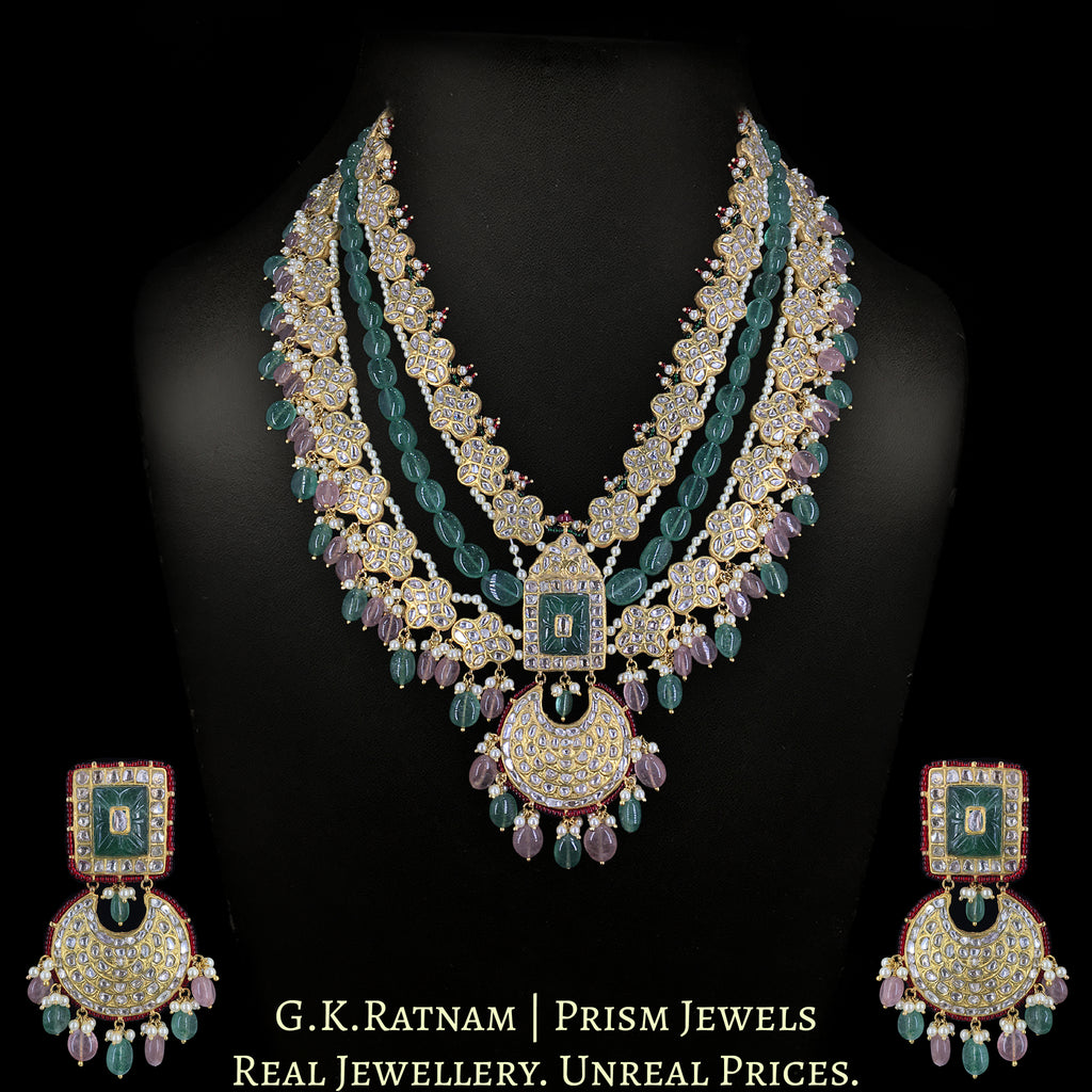 23k Gold and Diamond Polki Long Necklace Set