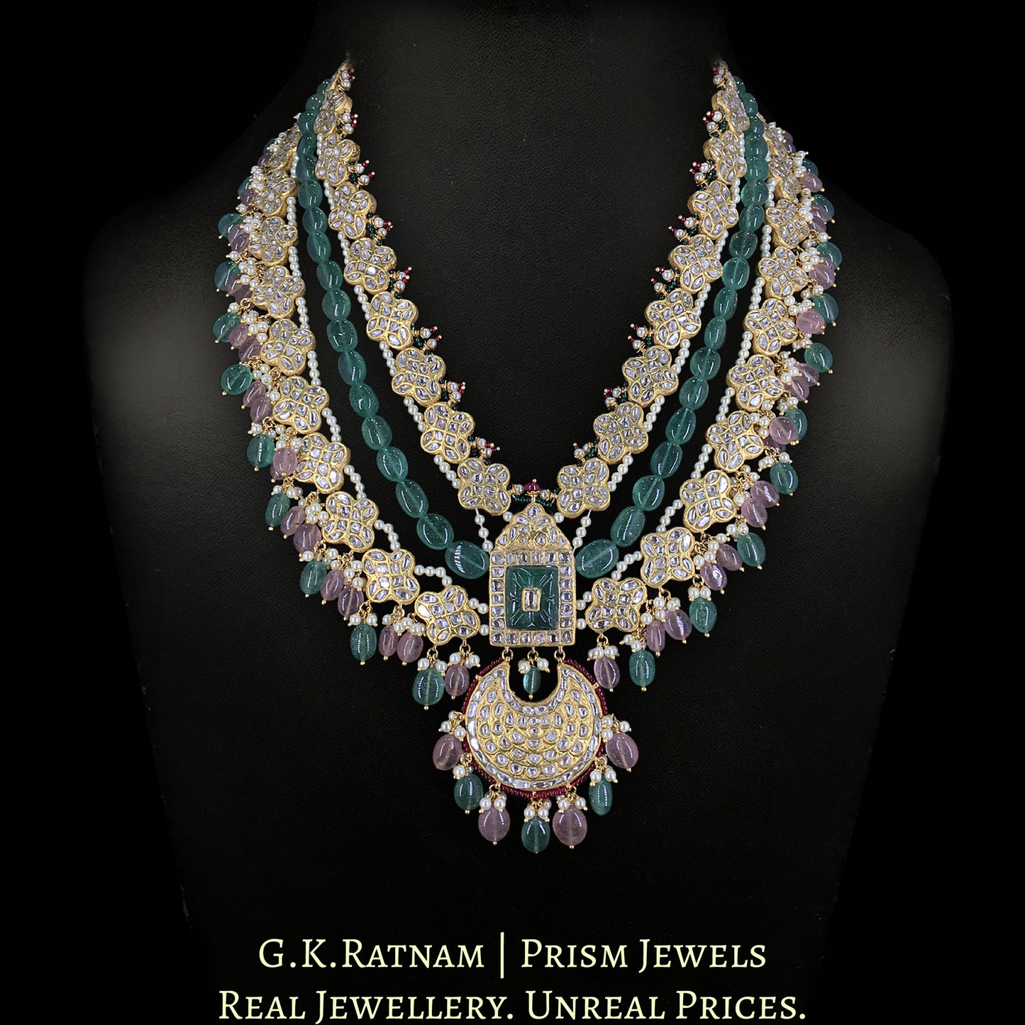 23k Gold and Diamond Polki Long Necklace Set