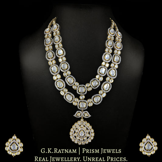 14k Gold and Diamond Polki fusion-style Long Necklace Set - G. K. Ratnam