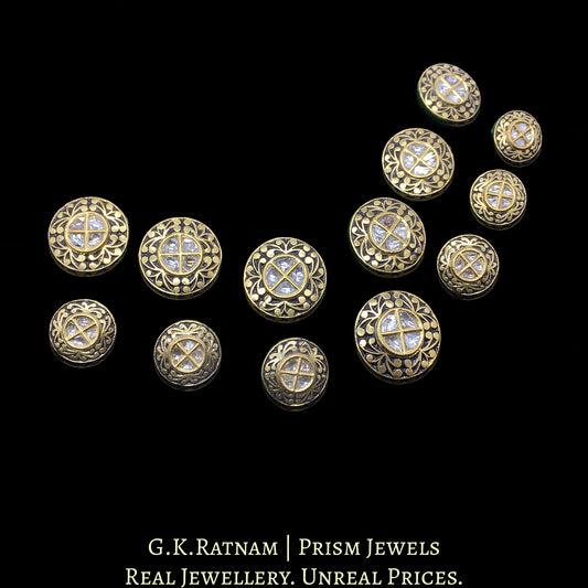23k Gold and Diamond Polki antique-finish Sherwani Buttons for Men