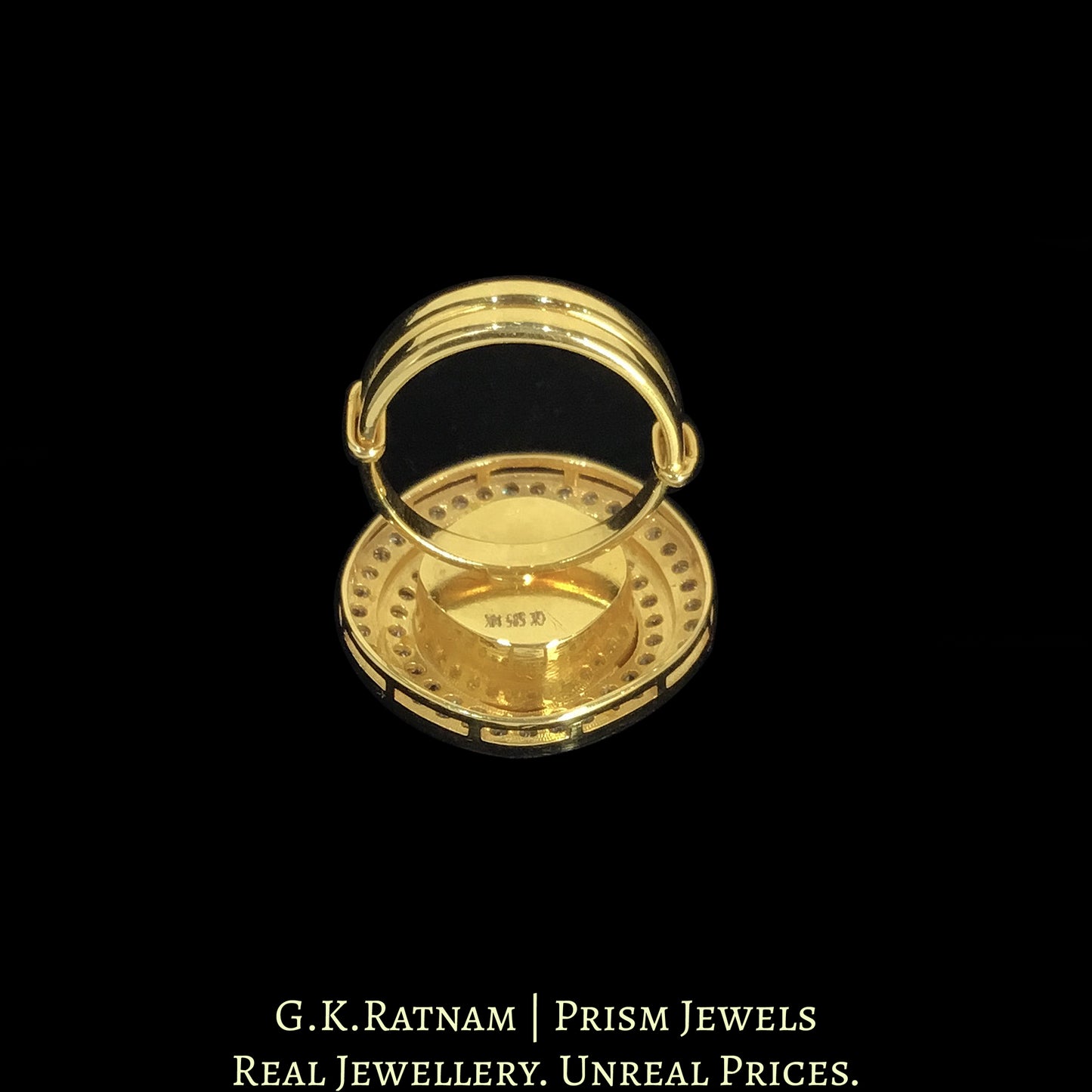 14k Gold and Diamond Polki Open Setting Ring with chunky polki at it's center
