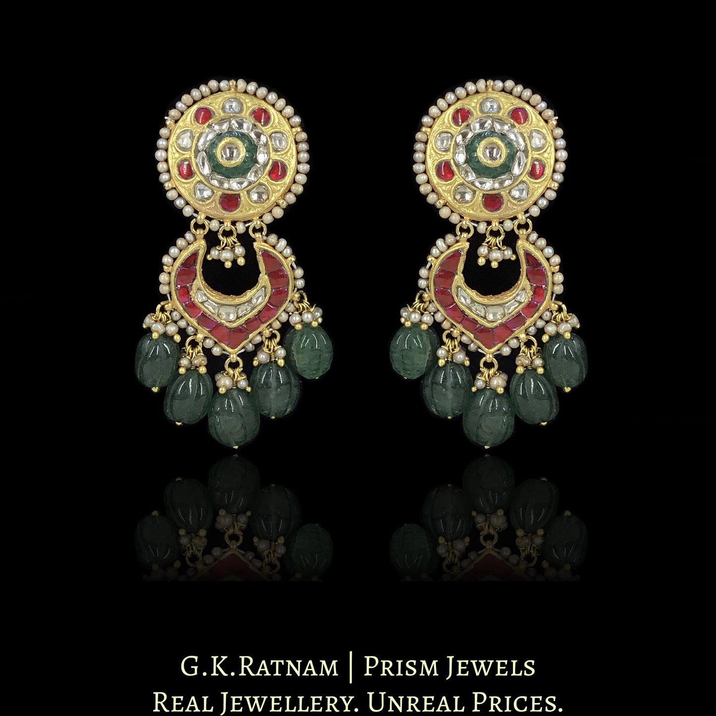 23k Gold And Diamond Polki south-style Long Necklace Set with star-motifs enhanced with hand-carved Melons