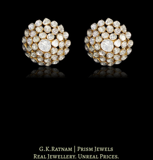 14k Gold and Diamond Polki hemispherical Open Setting Karanphool Earring Pair - G. K. Ratnam