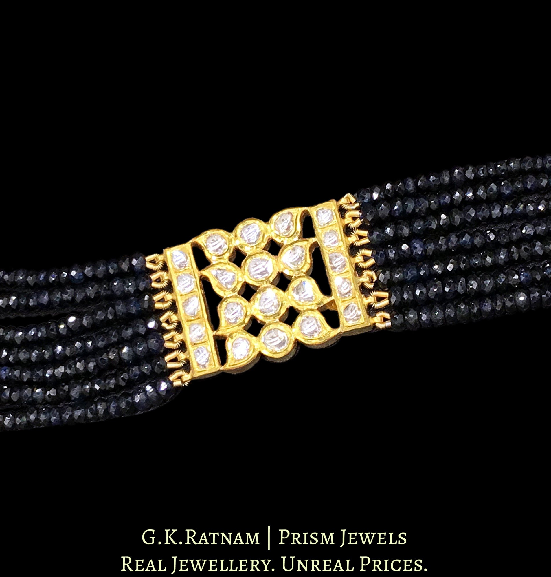 18k Gold and Diamond Polki Bracelet with Blue Sapphires - G. K. Ratnam