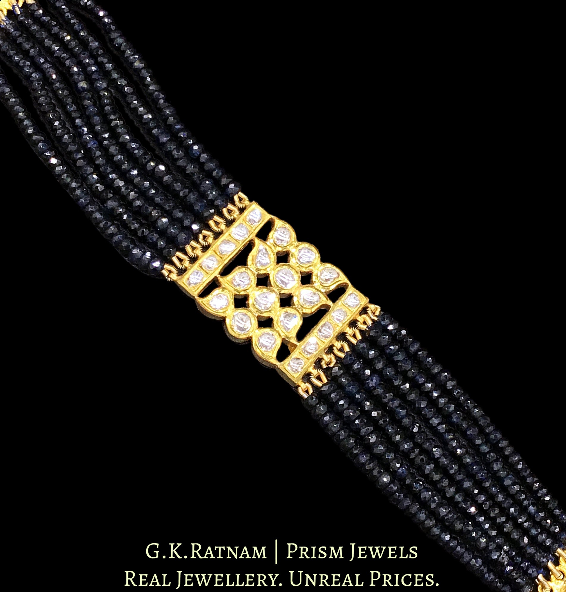 18k Gold and Diamond Polki Bracelet with Blue Sapphires - G. K. Ratnam